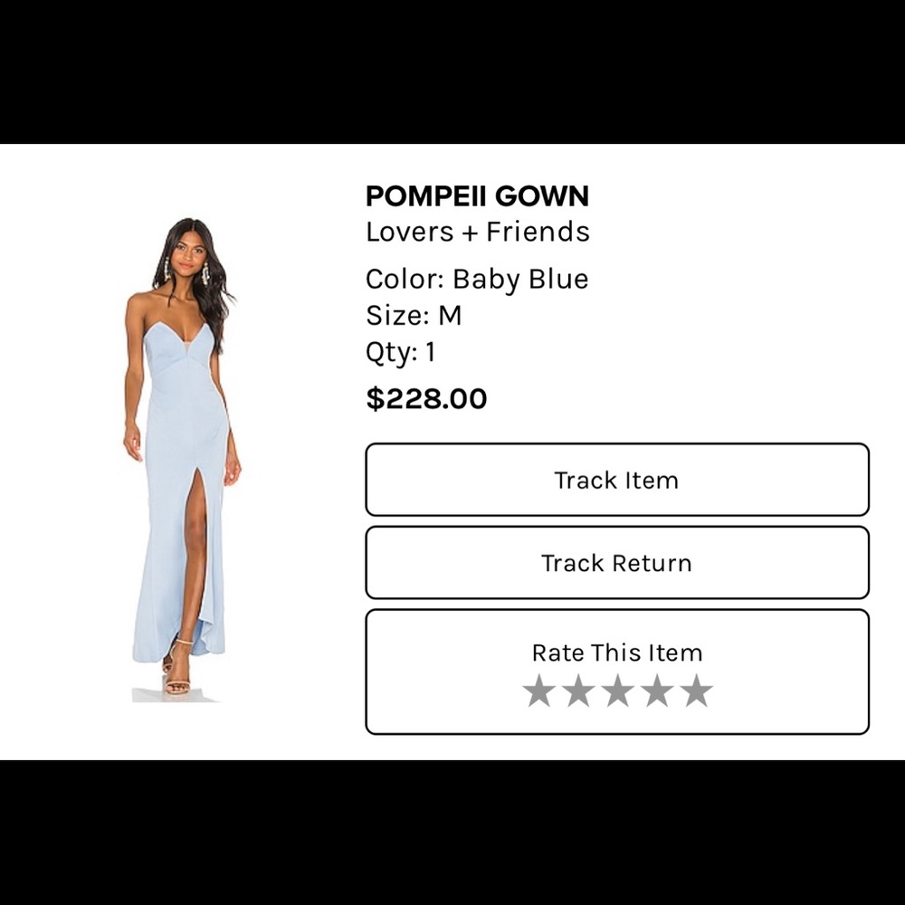 Pompeii light blue gown dress